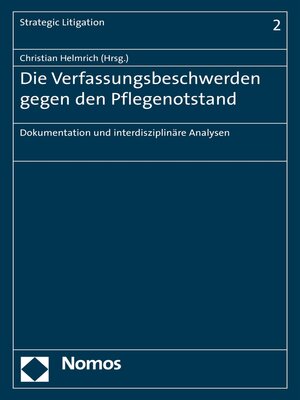 cover image of Die Verfassungsbeschwerden gegen den Pflegenotstand